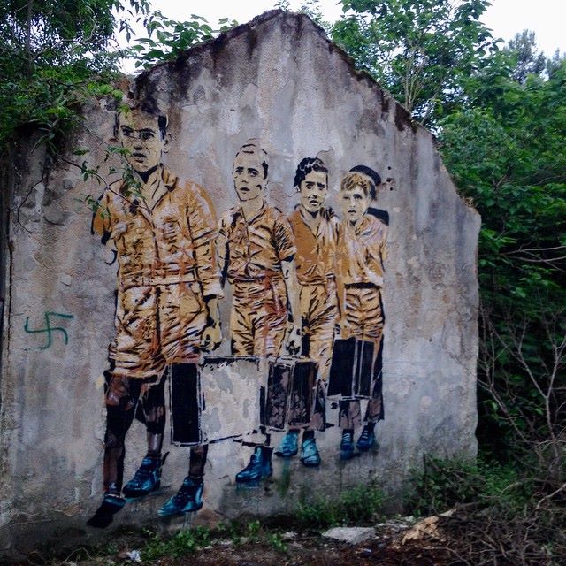 On the streets of Mostar, Bosnia. Abandoned houses.